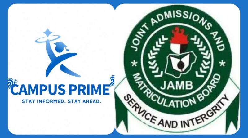 A combined graphic merging the official JAMB logo with the CampusPrime platform insignia to show updates for the JAMB CAPS Portal 2026 system.