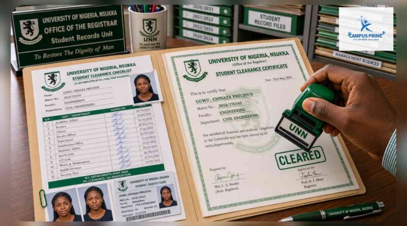 UNN O Level Clearance registry office verification checklist for freshers