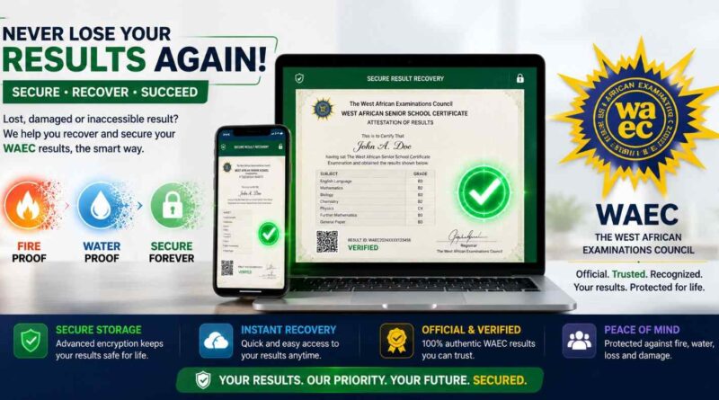 Official WAEC logo banner showing how to recover lost waec certificate online securely
