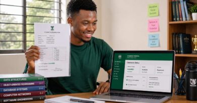 A Nigerian graduate processing their NERD clearance slip online for NYSC mobilization.