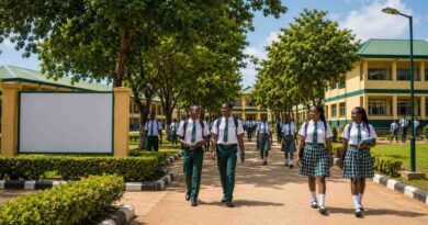 Students walking through the campus of one of the top primary and secondary schools around UNN in Nsukka.