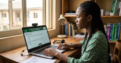 UNN Post-UTME Aptitude Test Guidelines covering laptop setup, webcam placement, and remote monitoring rules for candidates
